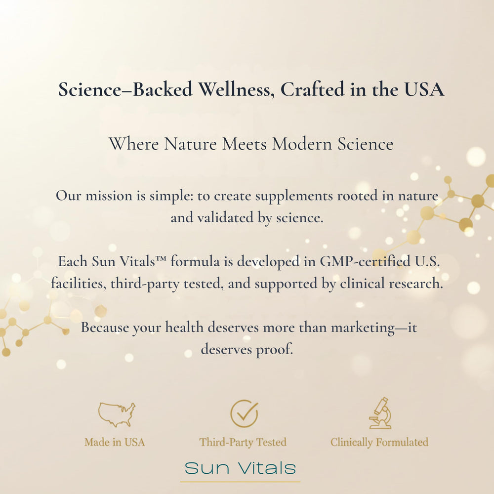 Sun Vitals Glucose Guard bottle with cinnamon sticks evokes sensory warmth.