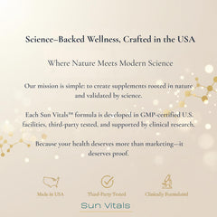 Sun Vitals Glucose Guard bottle with cinnamon sticks evokes sensory warmth.
