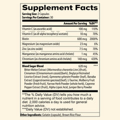 Sun Vitals Glucose Guard serving size graphic illustrates 2 capsules per serving.