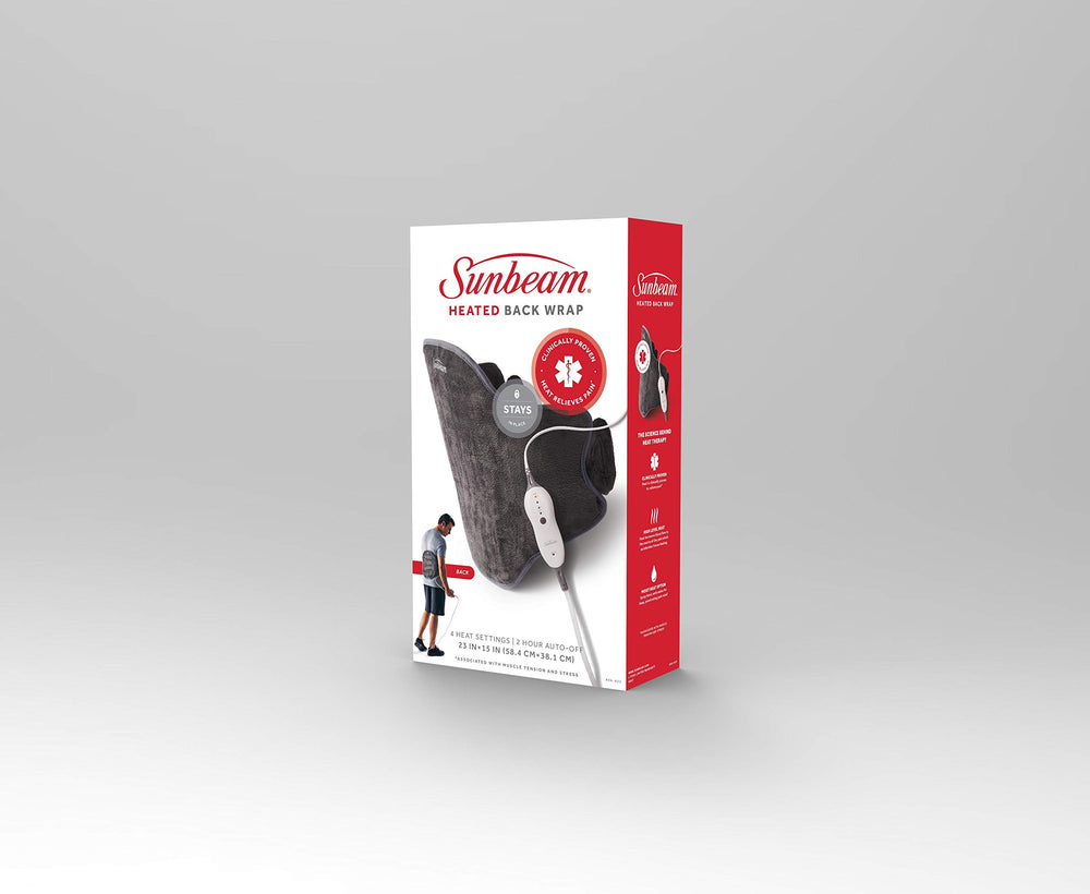 Sunbeam back wrap is machine washable for easy care after sessions.