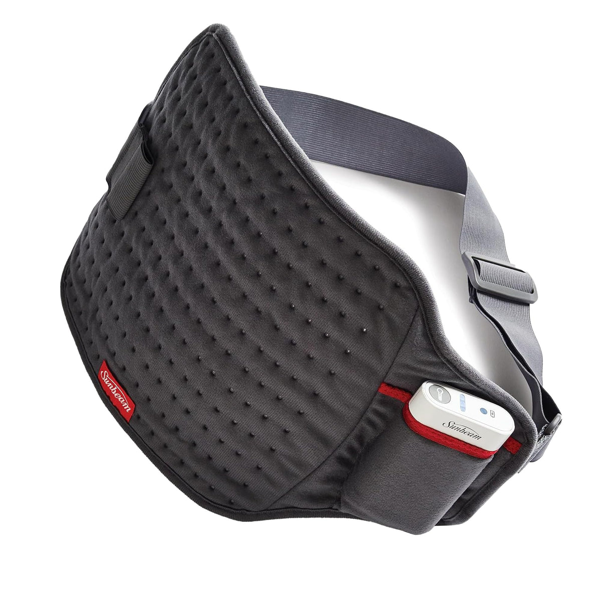 Sunbeam cordless heating pad front view showing portable warmth and form