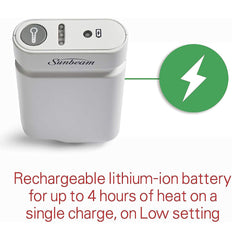 Sunbeam cordless heating pad plugged in for flexible home use