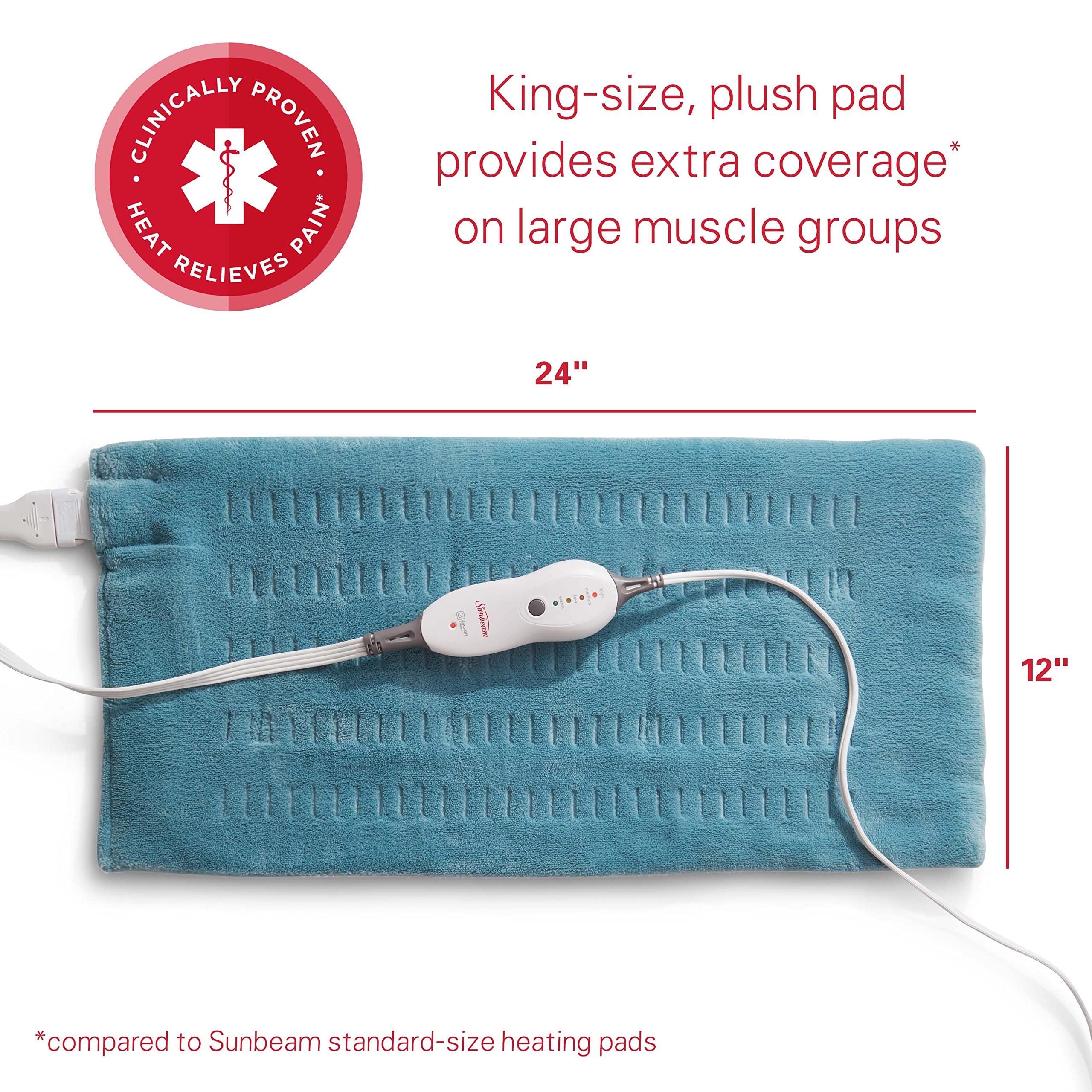 Sunbeam XL heating pad plush fabric for comfortable use