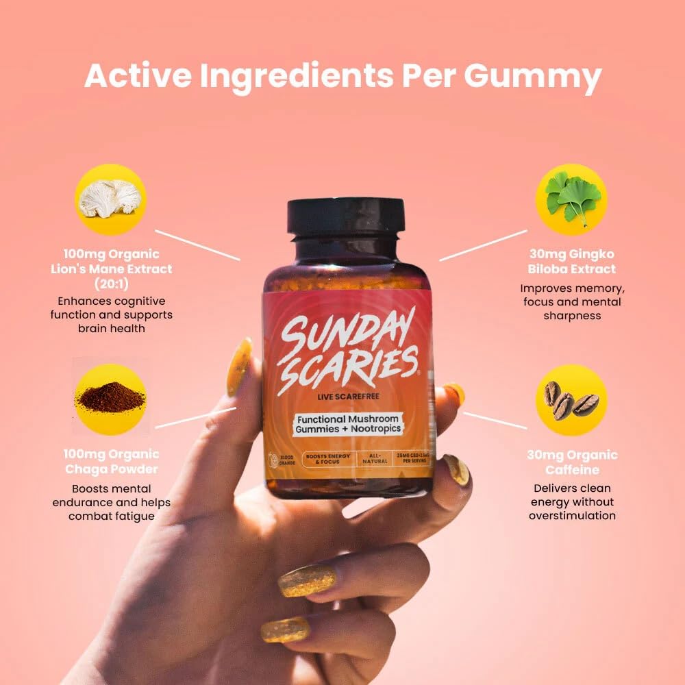 Sunday Scaries blood orange gummy close-up highlighting flavor and focus