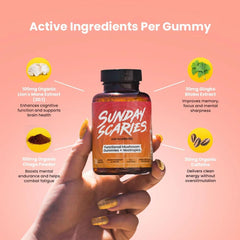 Sunday Scaries blood orange gummy close-up highlighting flavor and focus