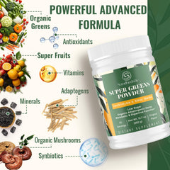 Sundhedsliv powder texture closeup highlighting natural greens
