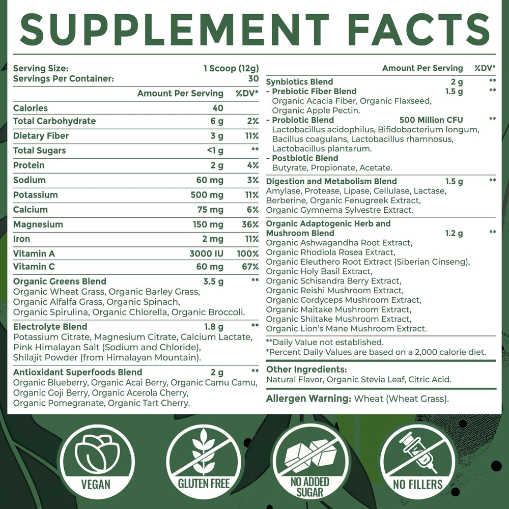 Sundhedsliv greens powder scoop shows easy daily serving