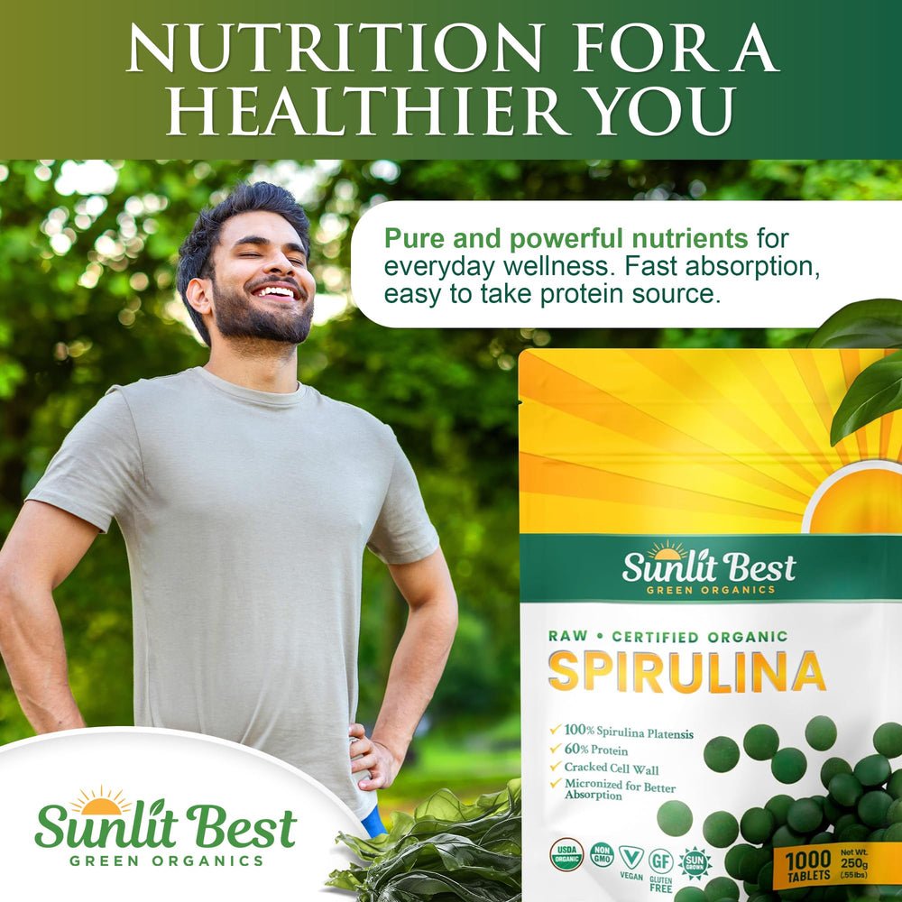 Sunlit Best Green Organics energy-boost tablet highlighting natural vitality benefits