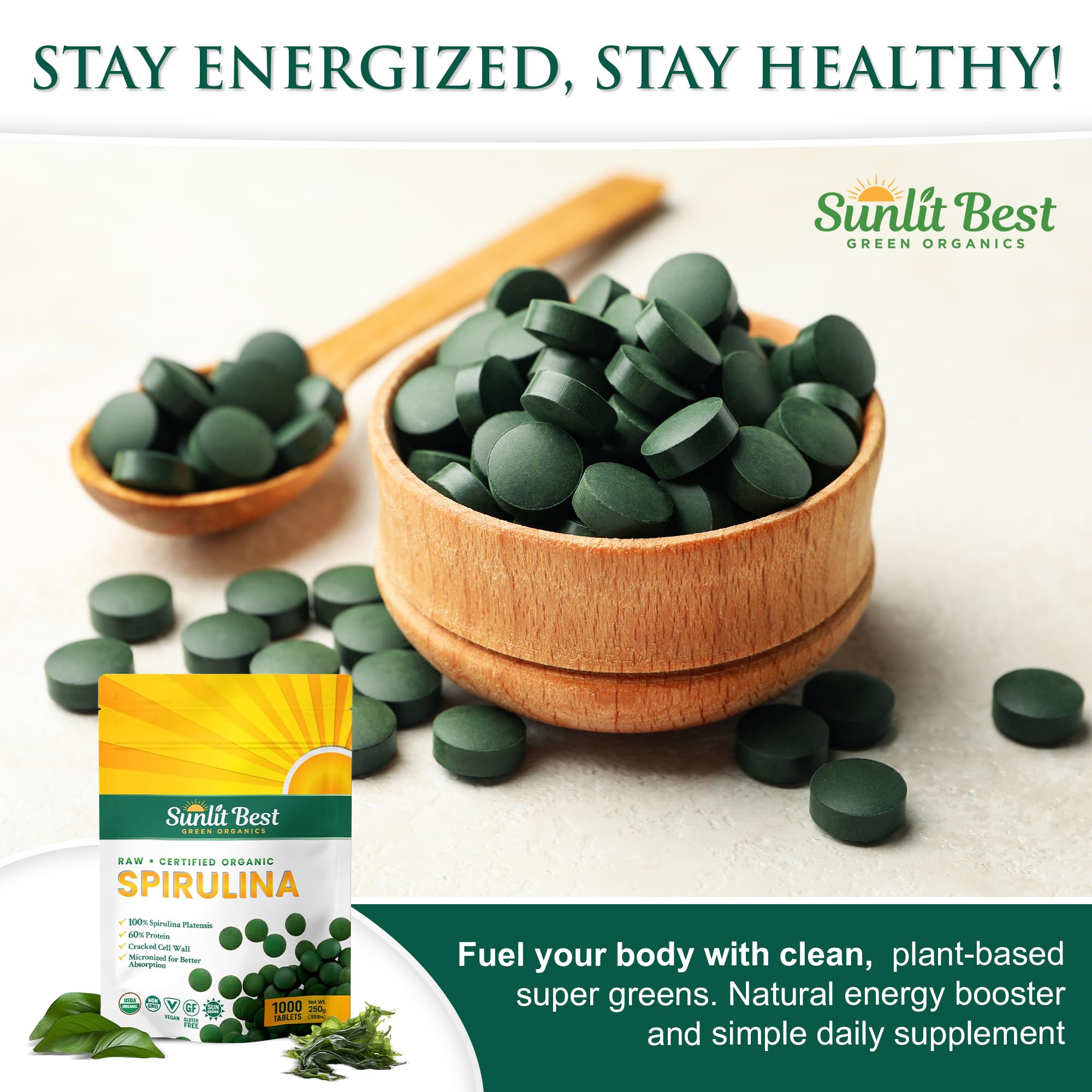 Sunlit Best Green Organics packaging design emphasizing clean nutrient formula