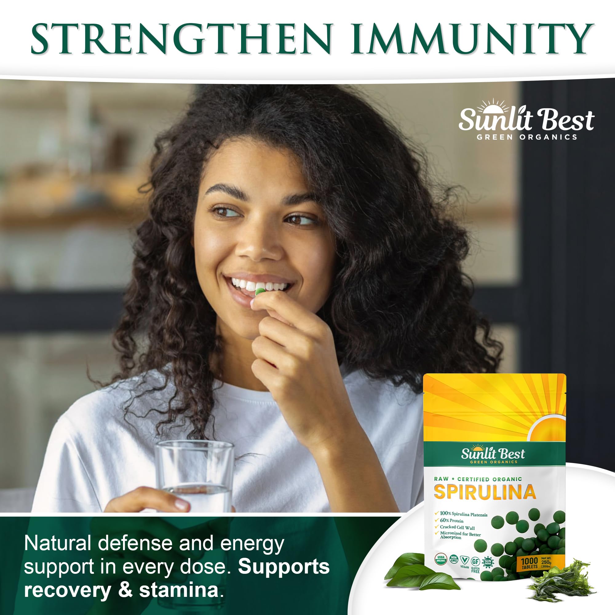 Sunlit Best Green Organics tablets dispensed in a small dish for easy access