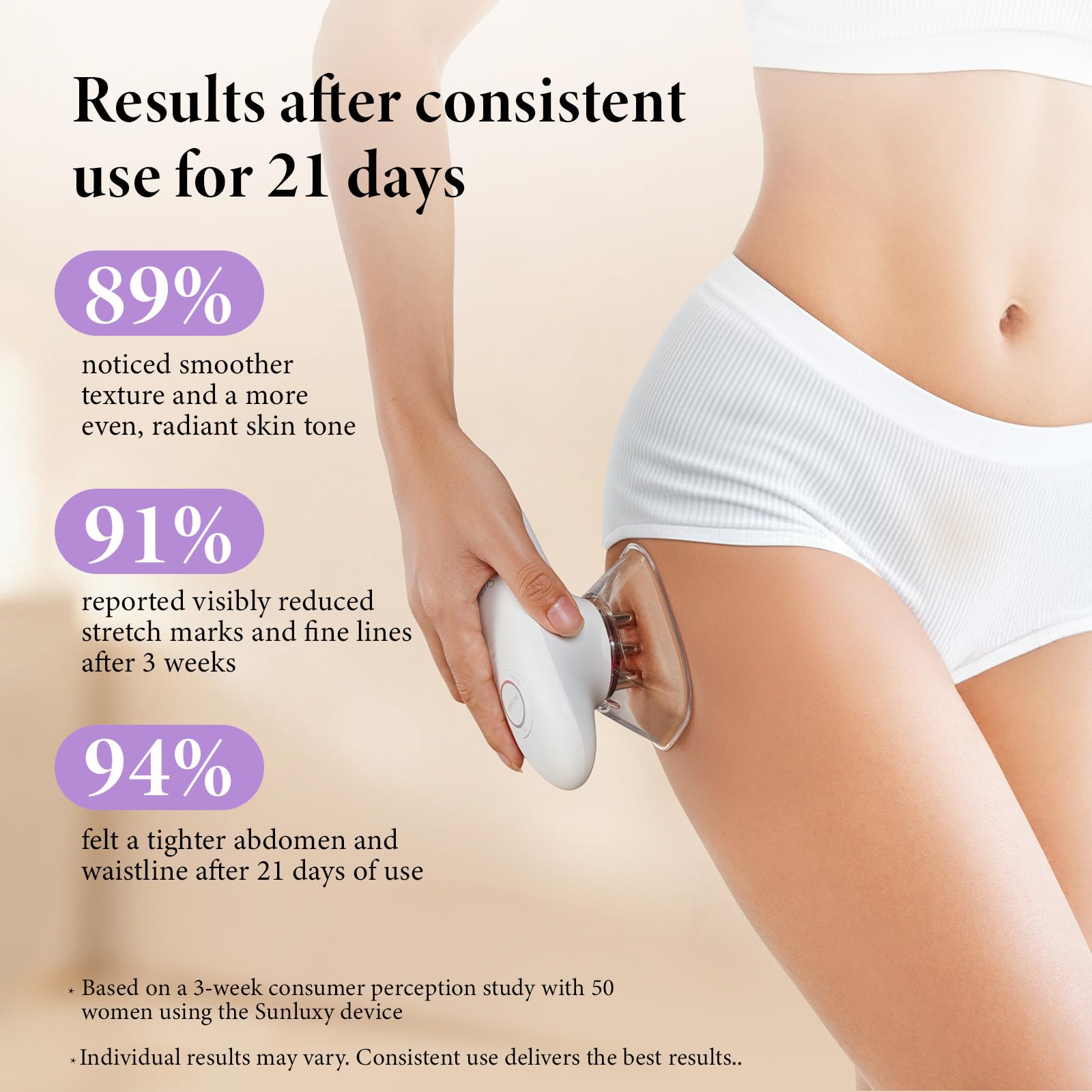 SUNLUXY small cup on arm area for precise tightening and smoothing