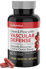 SunNutrition Vascular Defense bottle front view signaling cardiovascular support potential.