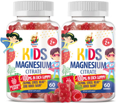 Sunny Sam magnesium gummies for kids bottle side view promotes a calm routine.