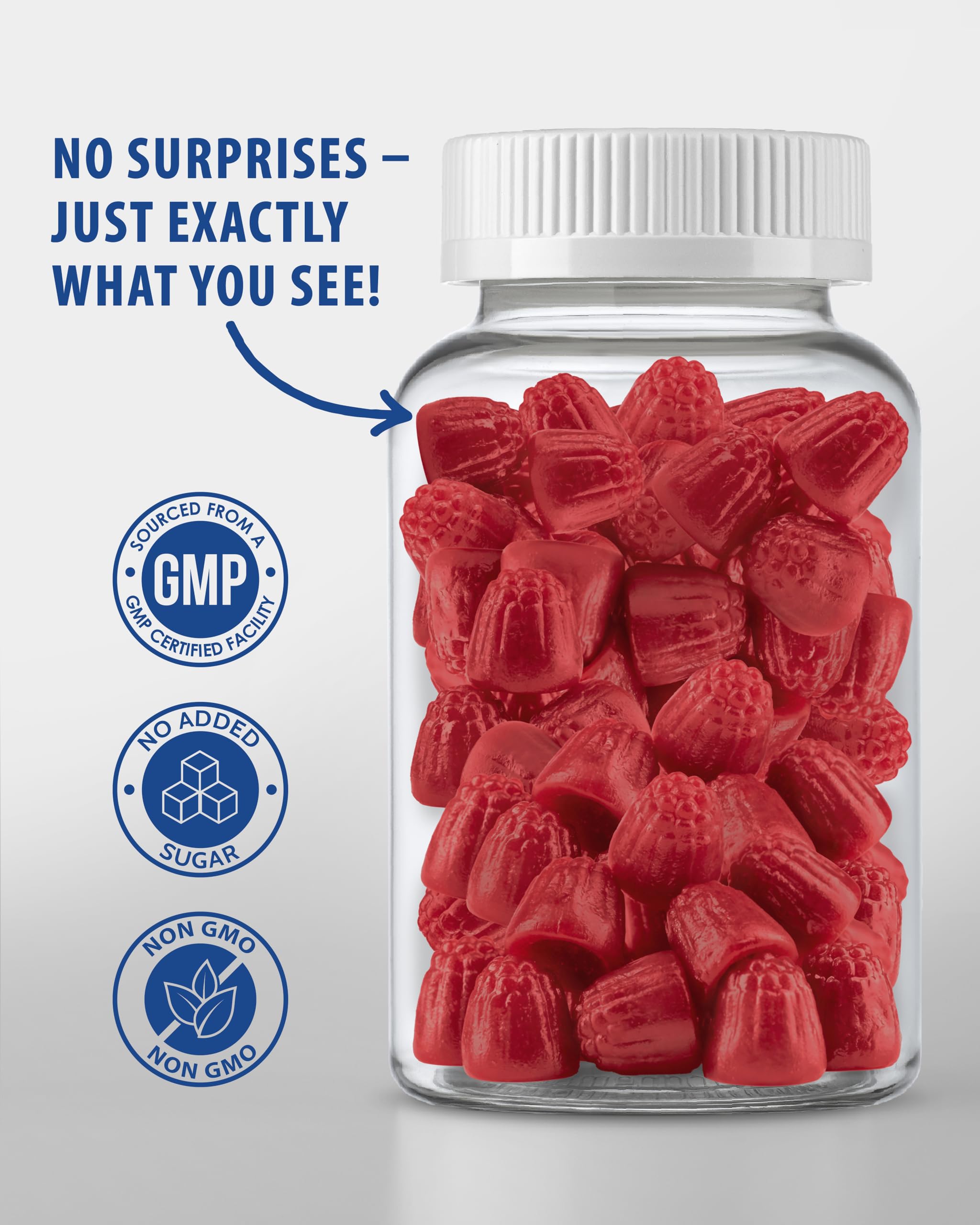 Sunny Sam non-GMO gluten-free gummies with natural flavors.