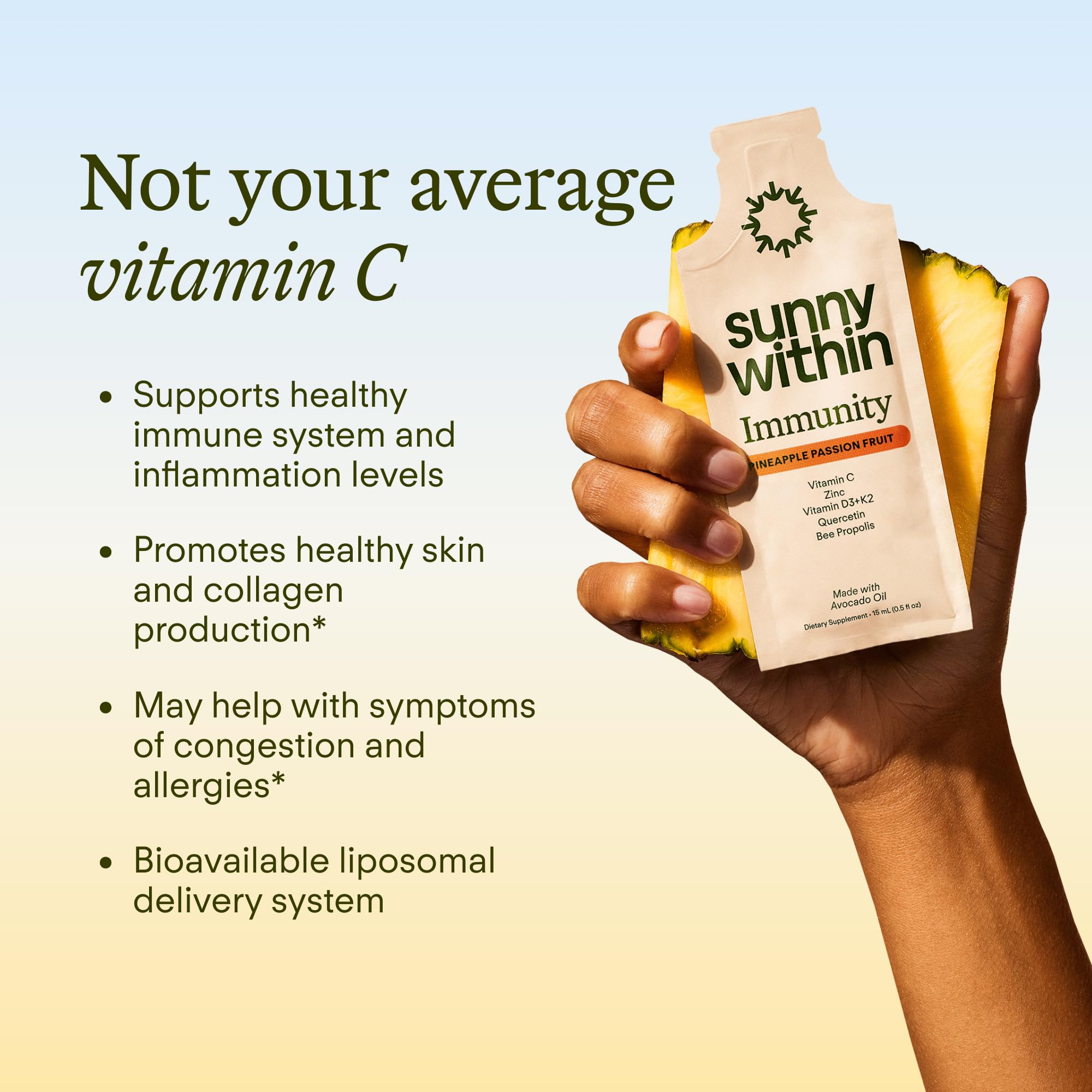 Sunny Within Immunity pouch for direct use, mess-free and travel-friendly.