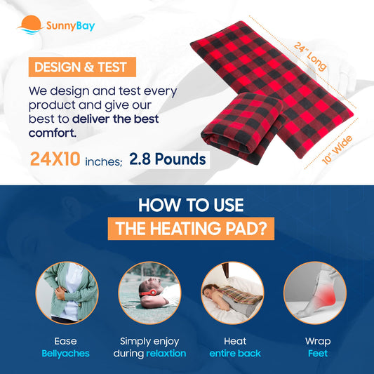 SunnyBay extra-large heat pad on body illustrates targeted warmth for tense shoulders.