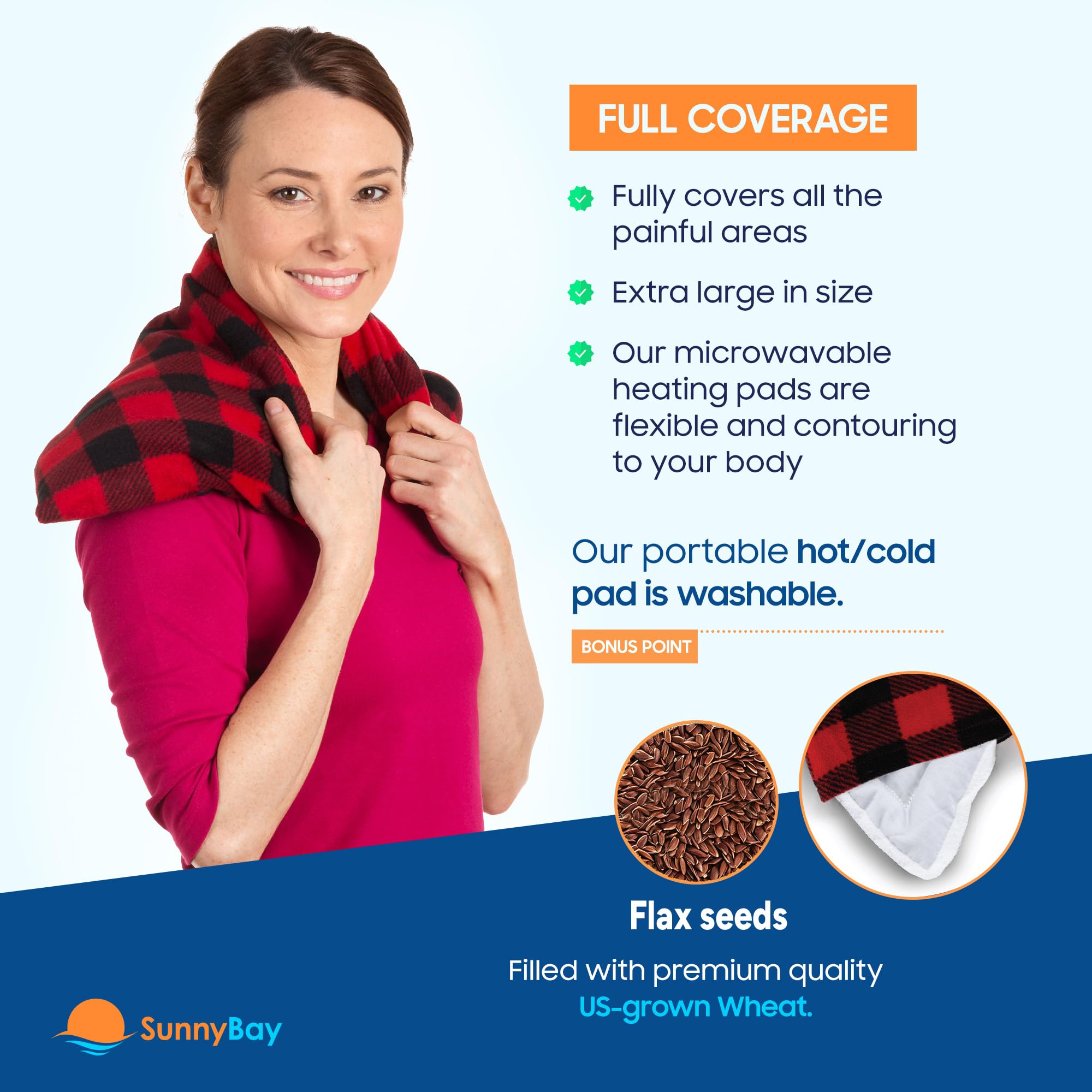 SunnyBay microwave-ready pad ready in minutes for convenient warm relief.