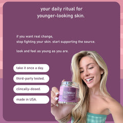 Sunrae Wellness bottle with glass of water emphasizes hydration-friendly daily use