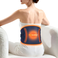 Sunruf cordless heating pad back view highlights portable design for on-the-go relief.