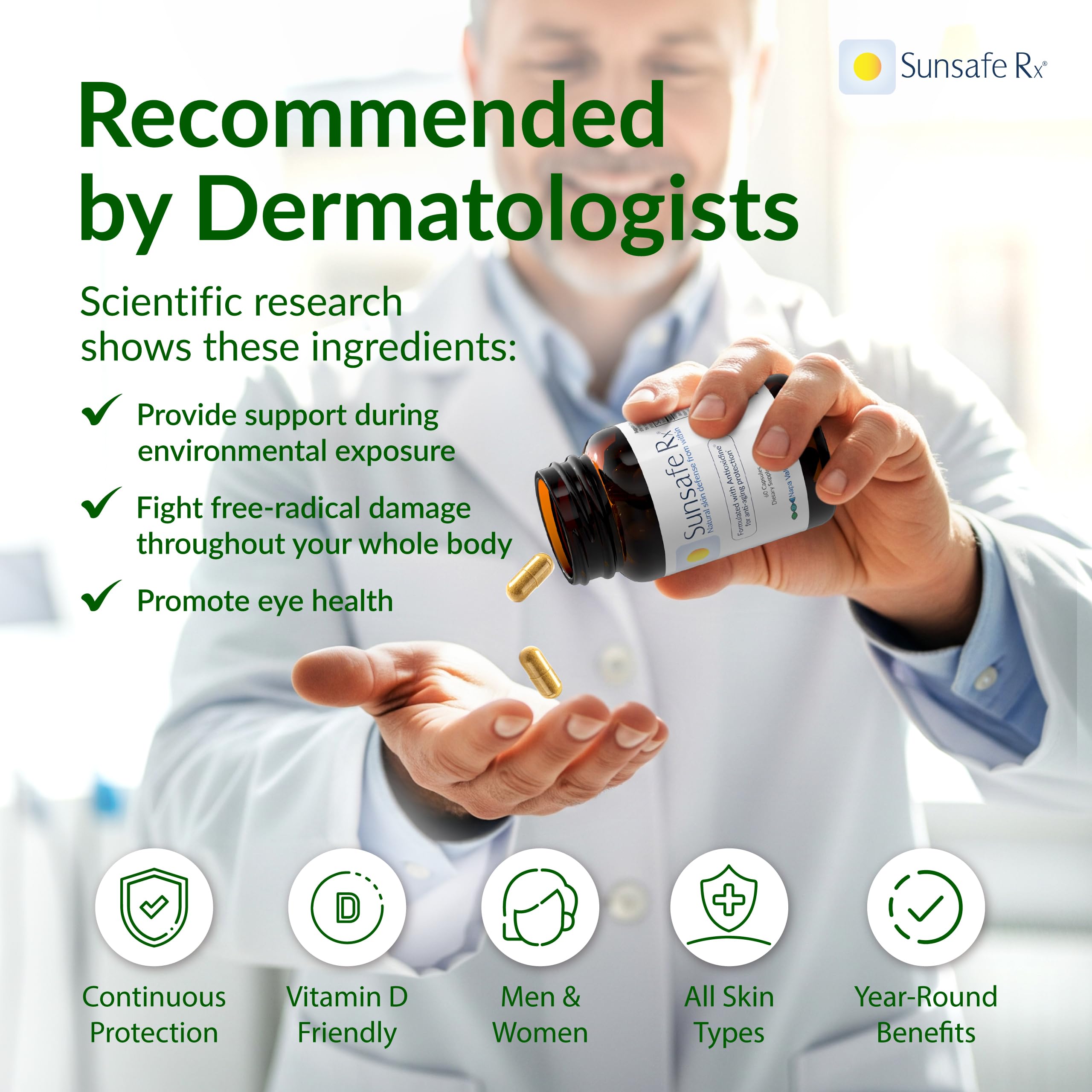 Sunsafe Rx daily usage concept suggesting a radiant complexion.