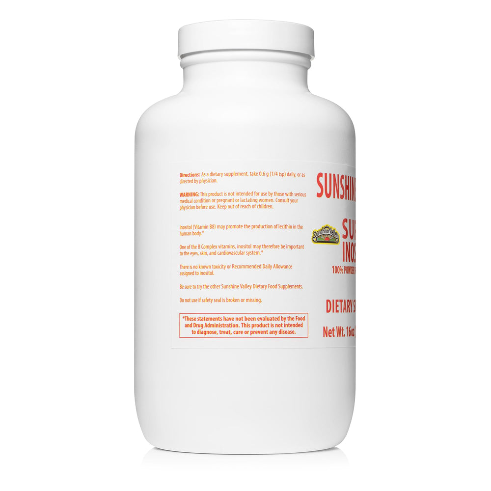 Sunshine Valley Super Inositol Powder mixed in water for quick integration.