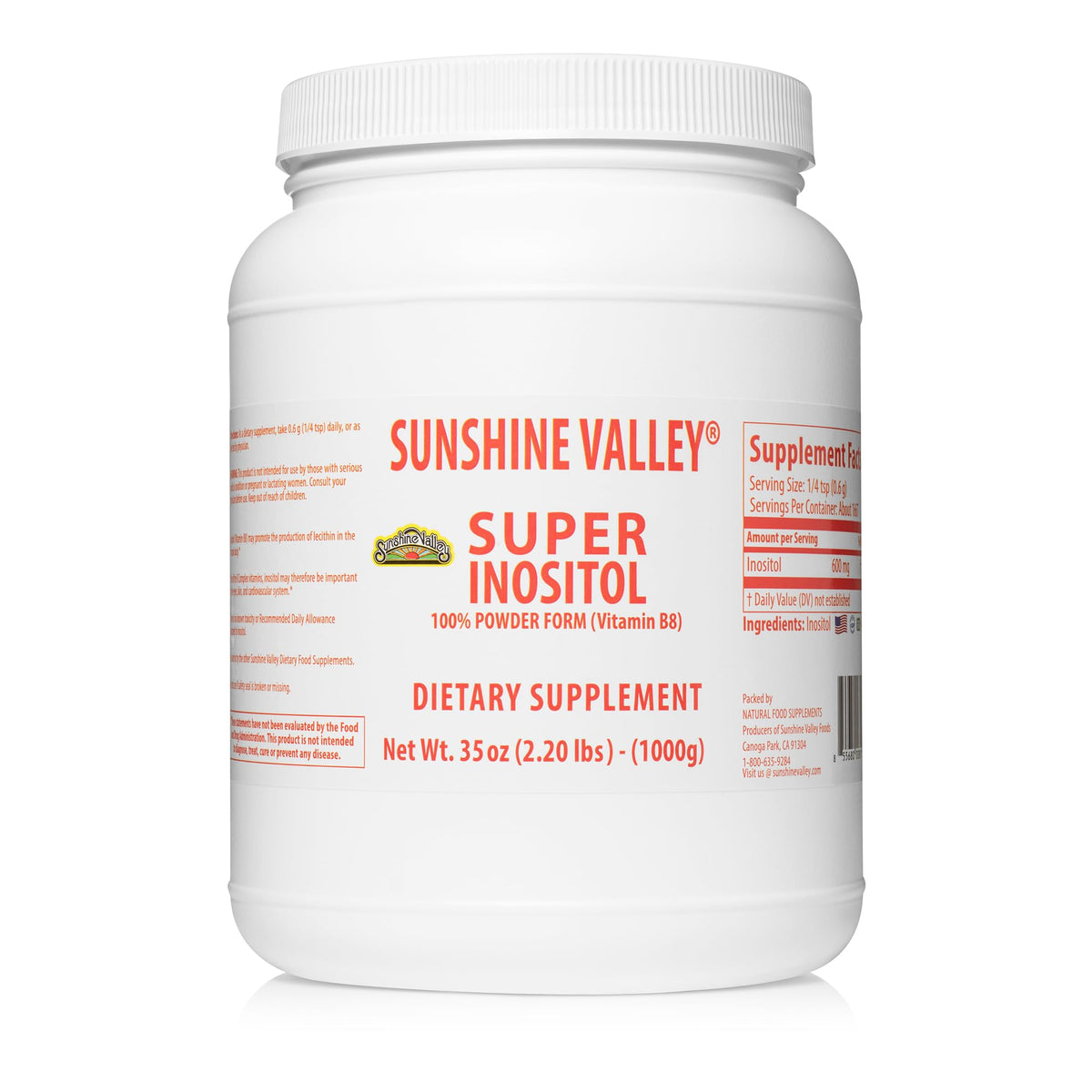 Sunshine Valley Super Inositol Powder bottle for daily wellness support