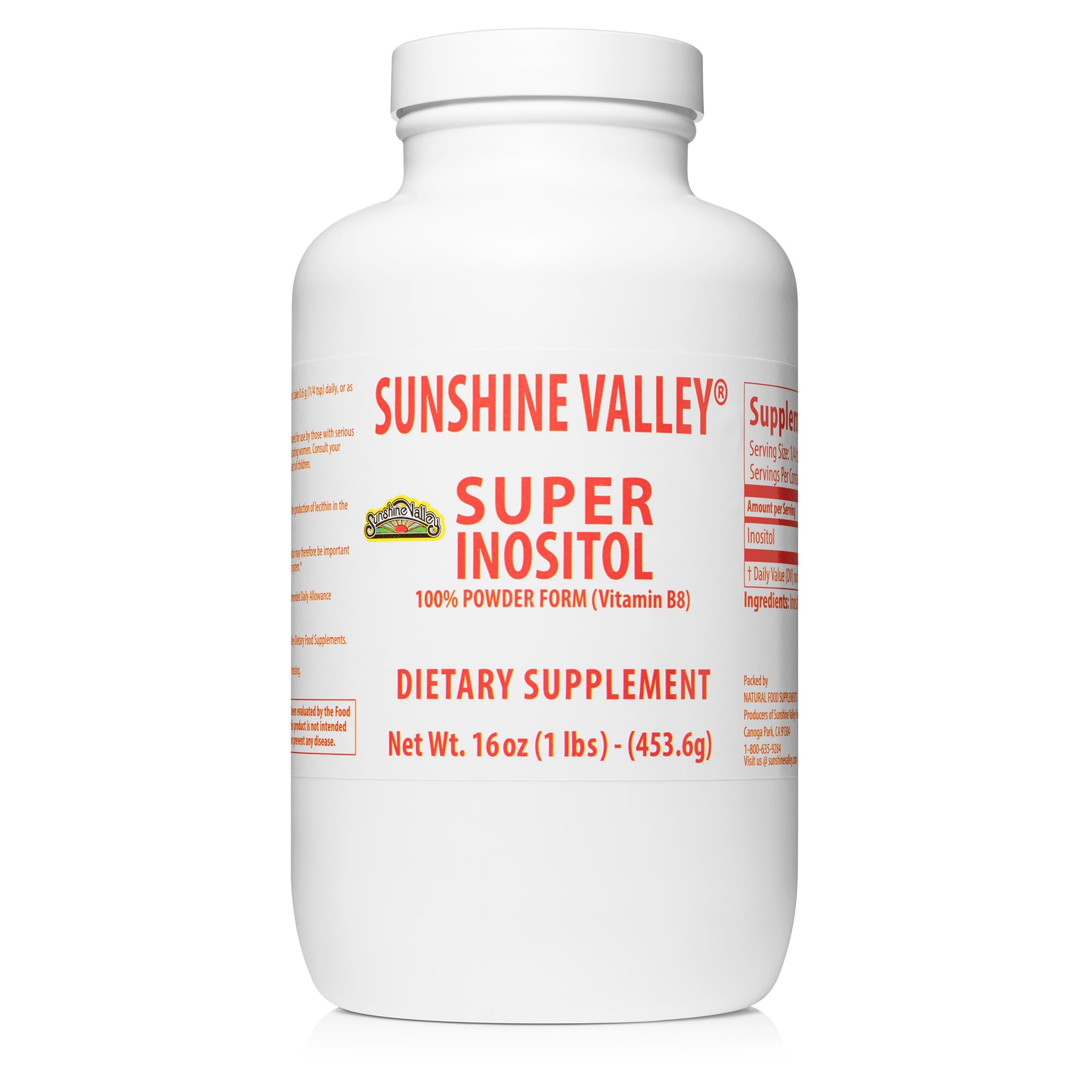 Sunshine Valley Super Inositol Powder tub for easy daily balance and wellness.