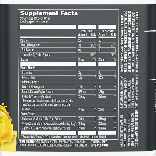Sunwarrior Active Pre Workout hydration with electrolytes for long sessions