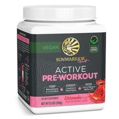 Sunwarrior Active Pre Workout watermelon tub for a refreshing energy boost before training.