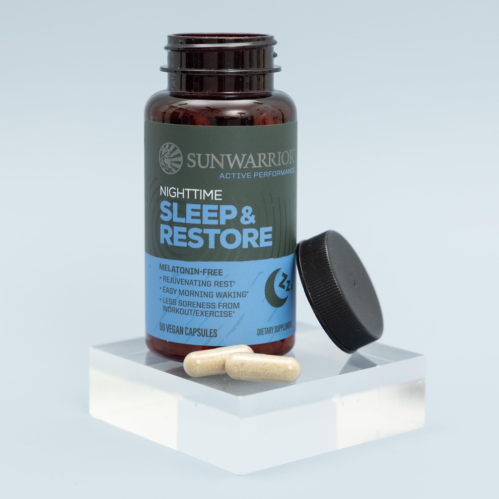 Sunwarrior Adaptogen blend label highlights gentle stress-relief potential