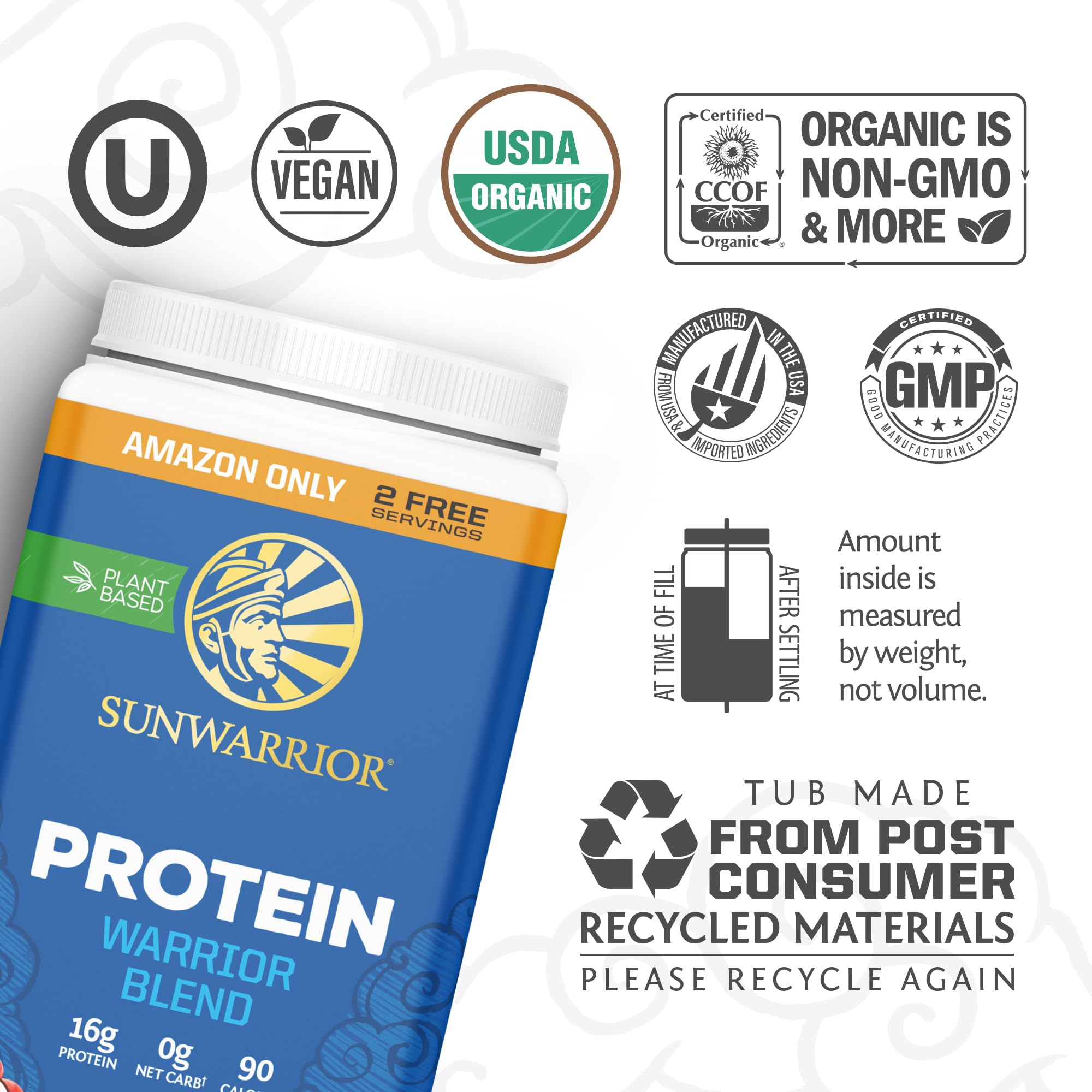 Sunwarrior BCAAs vegan formula highlights essential amino acids for recovery support.
