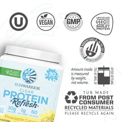 Closeup of stirring Clear Protein Refresh showing foaming and easy mixing.