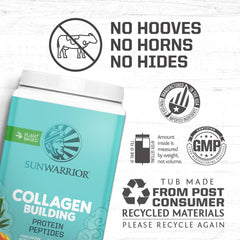 Sunwarrior Collagen Building vanilla powder stirred into beverages for smoother skin.