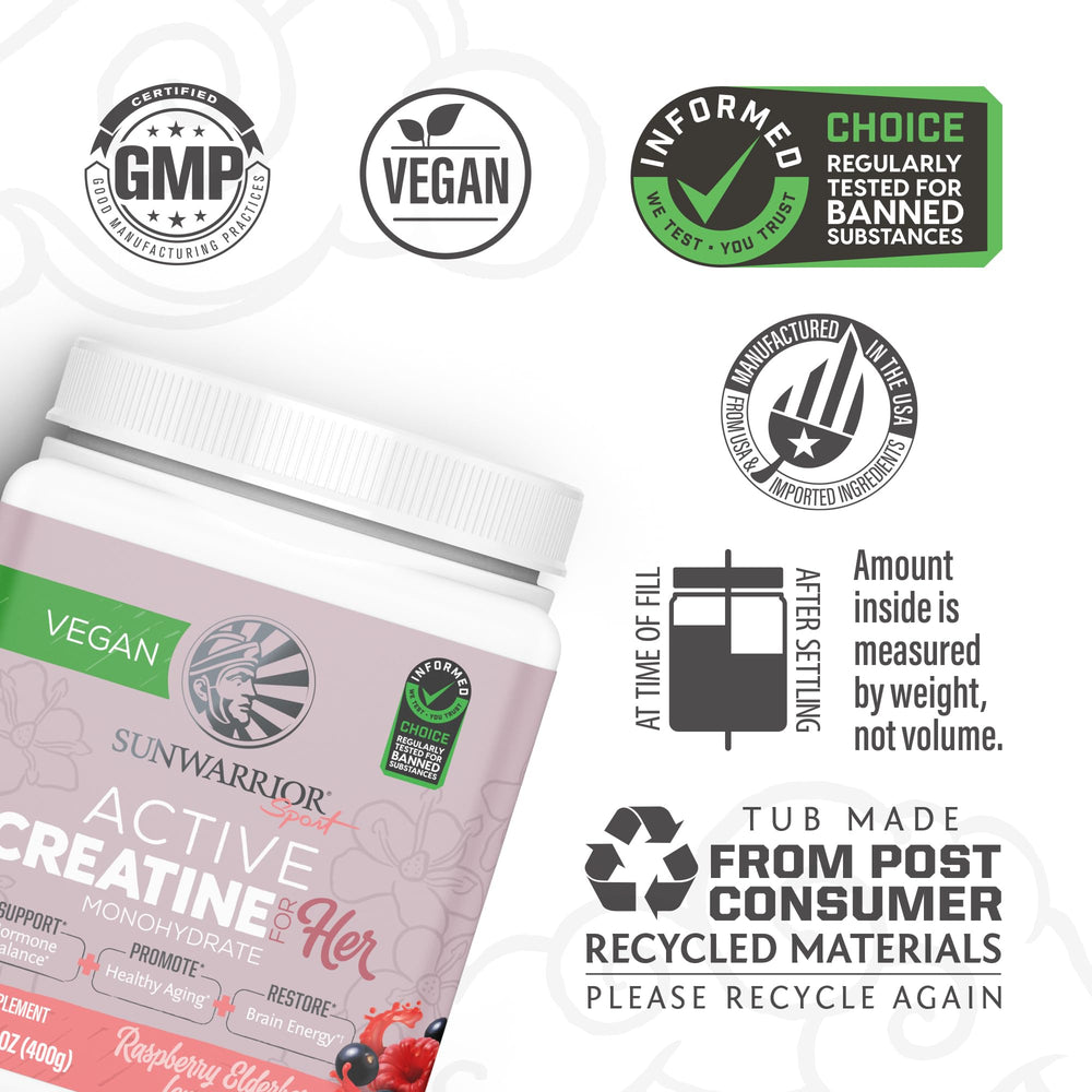 Sunwarrior Creatine for Women mixing in glass shows fast dissolution and refreshing flavor