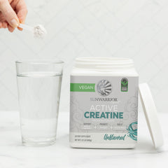 Sunwarrior creatine monohydrate powder ready for pre-workout ritual