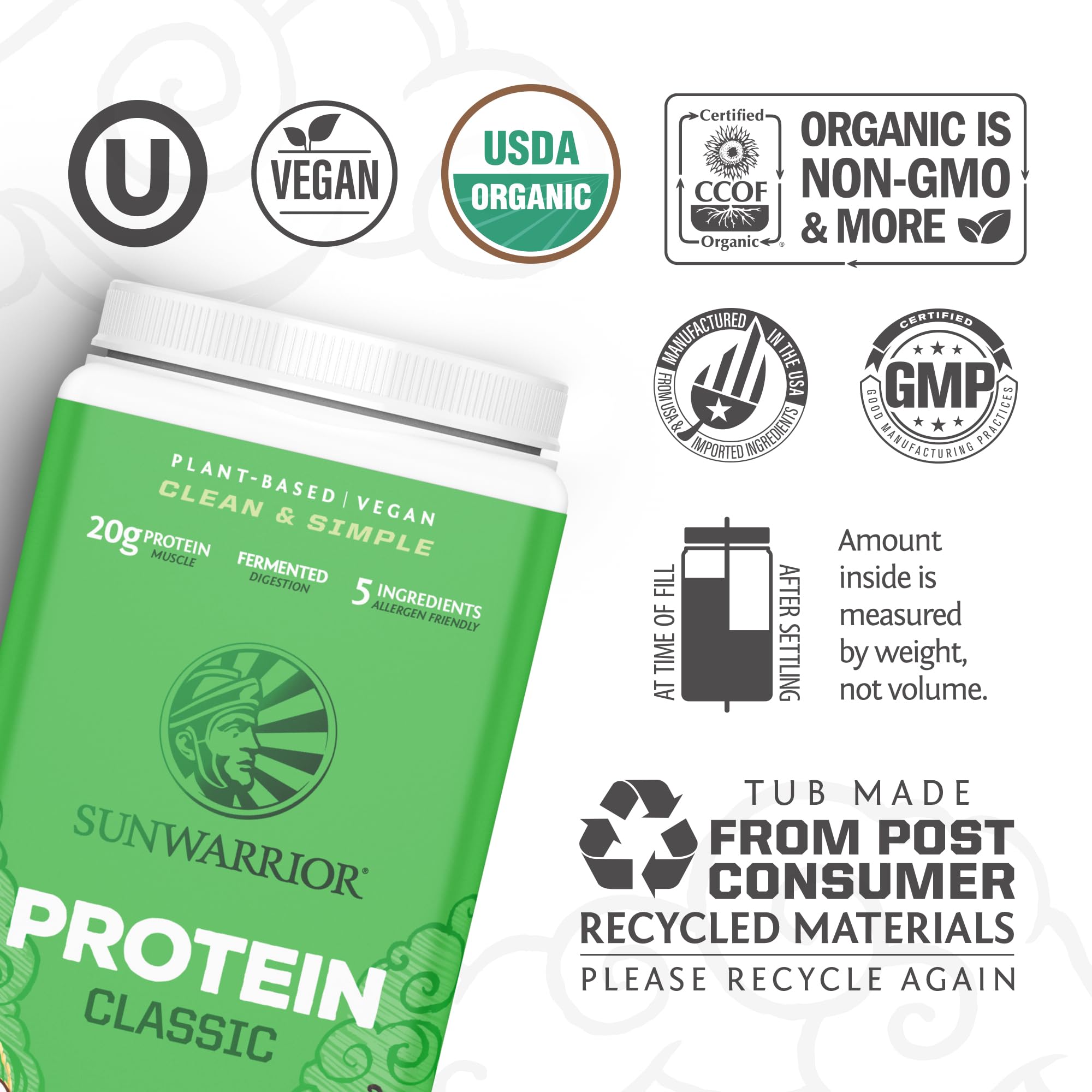 Sunwarrior Classic Vanilla protein shake glass with creamy texture, dairy-free.