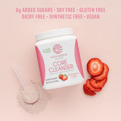 Sunwarrior prebiotic fiber blend powder, dry scoop for fiber-rich shakes.