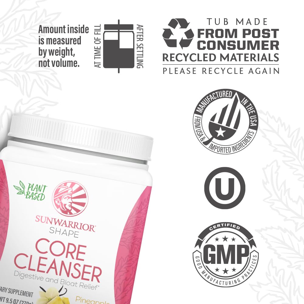 Sunwarrior Prebiotic Fiber bottle dispensing a measured scoop for convenient use.