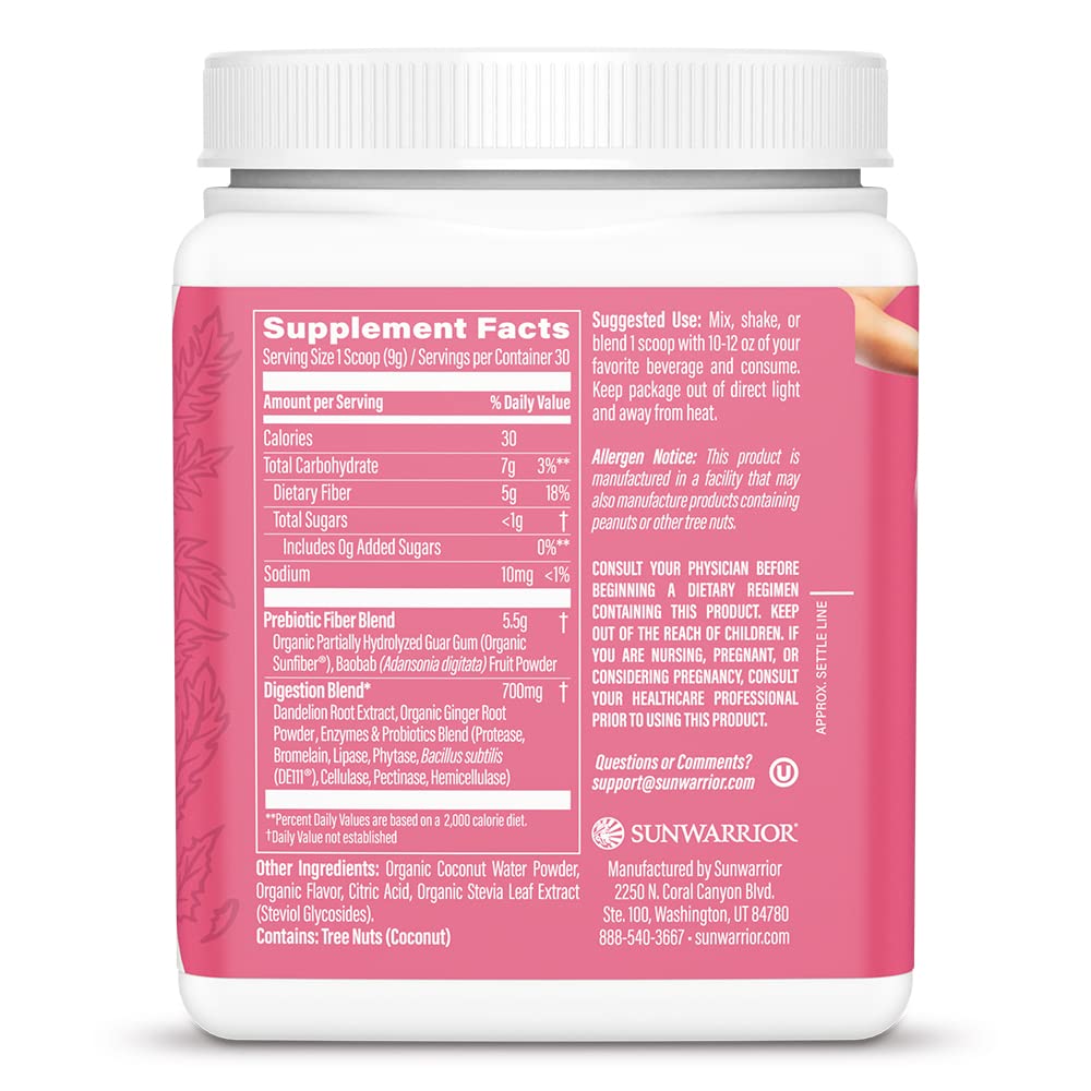 Sunwarrior Prebiotic Fiber powder texture shot showing smooth, dissolvable blend.