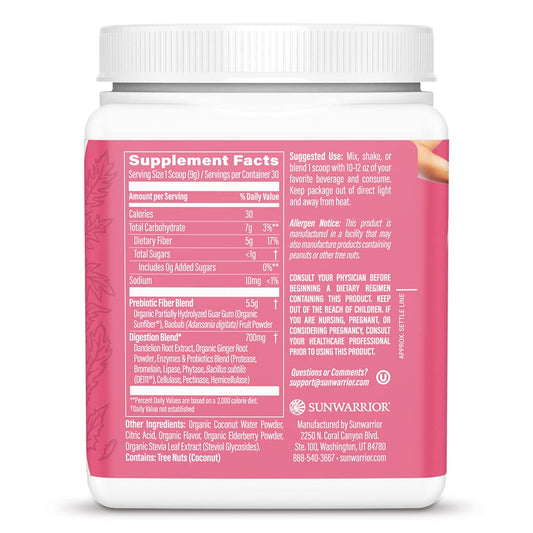 Sunwarrior Strawberry Cooler scoop ready to mix for gentle daily digestion.