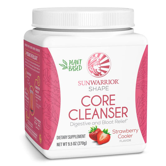 Sunwarrior Strawberry Cooler tub front, supports daily gut health.