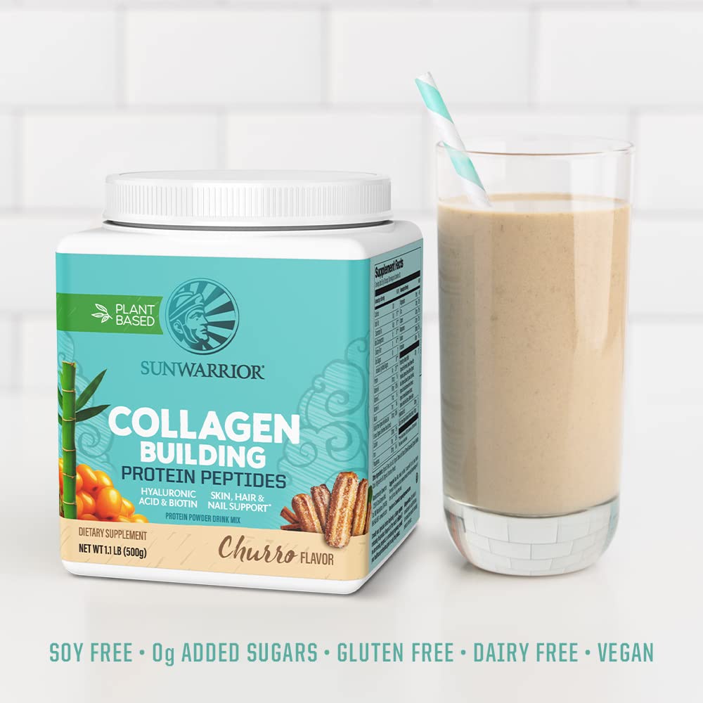 Sunwarrior Vegan Collagen Churro label front signals clean ingredients.