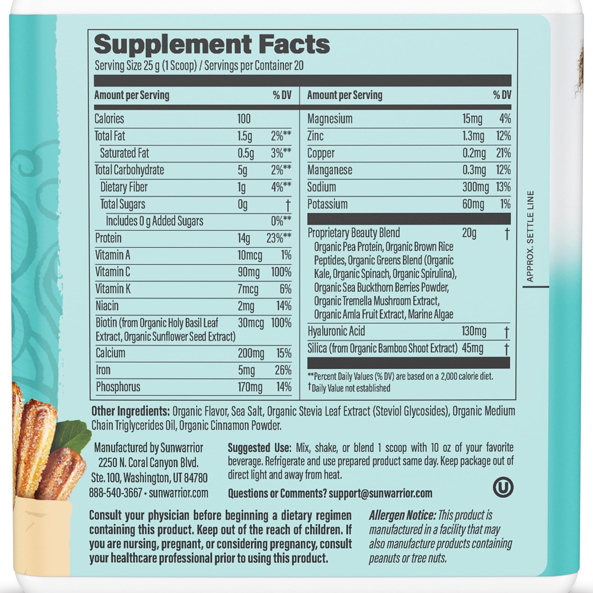 Sunwarrior Vegan Collagen Churro scoop for easy measuring and daily use.