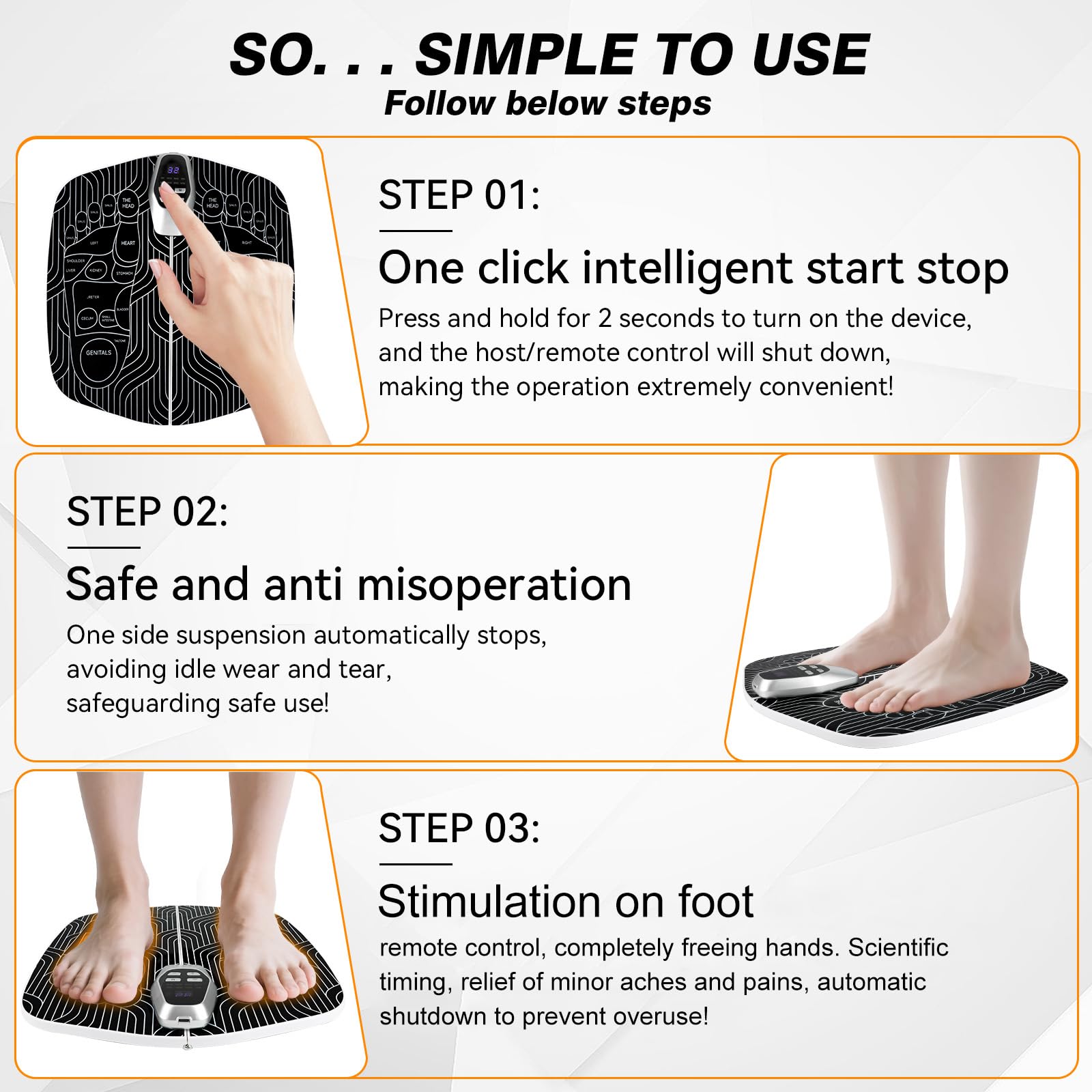 SUOIDOD EMS Foot Stimulator HK701A packaging with complete accessory kit