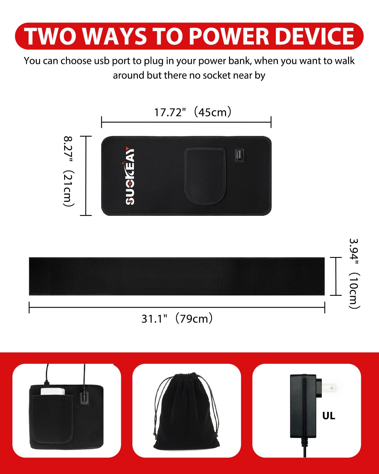 Suokeay belt adjustable strap enables secure fit for knees, back, or shoulders