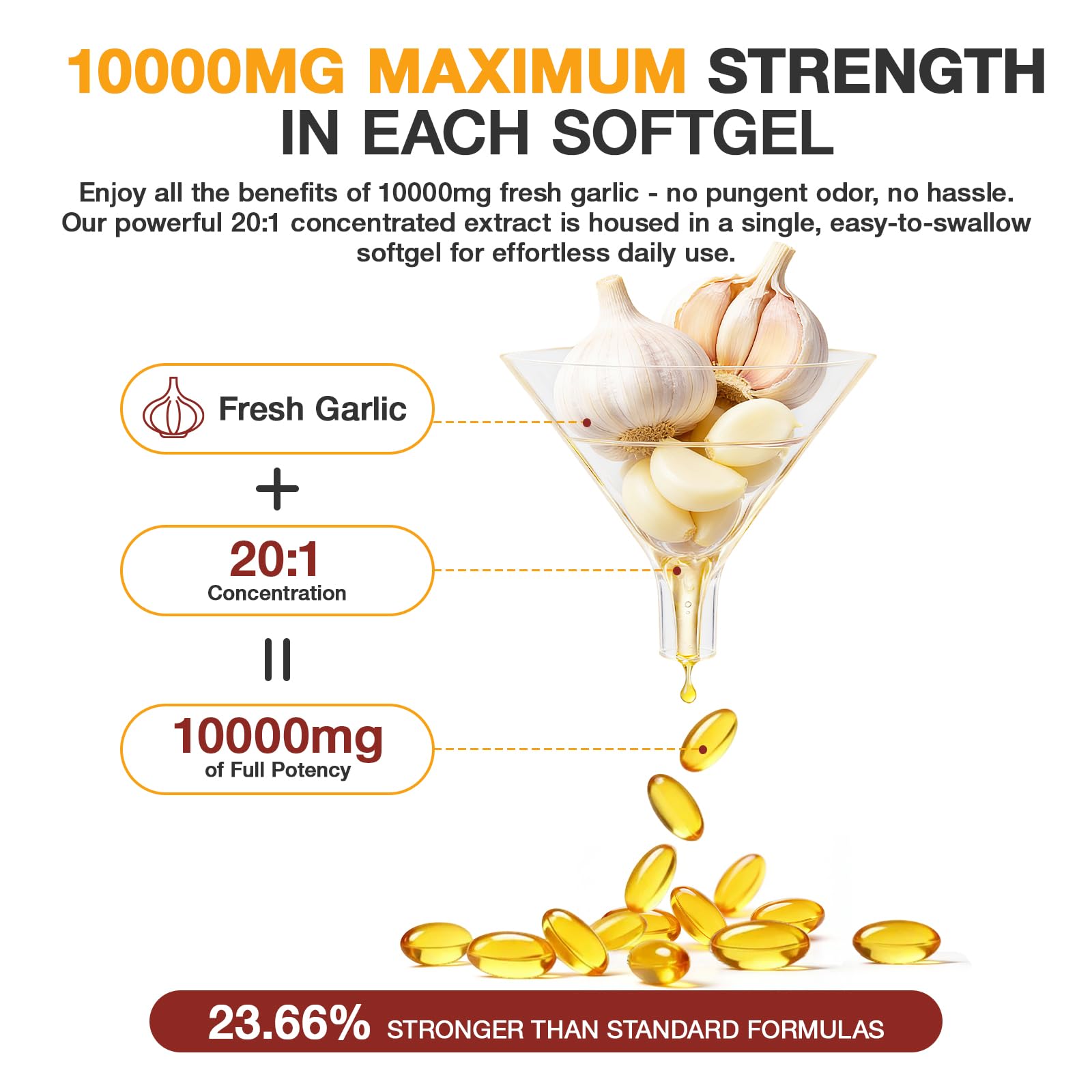 SUOOCH Aged Garlic Extract bottle front view with odor-free formula label