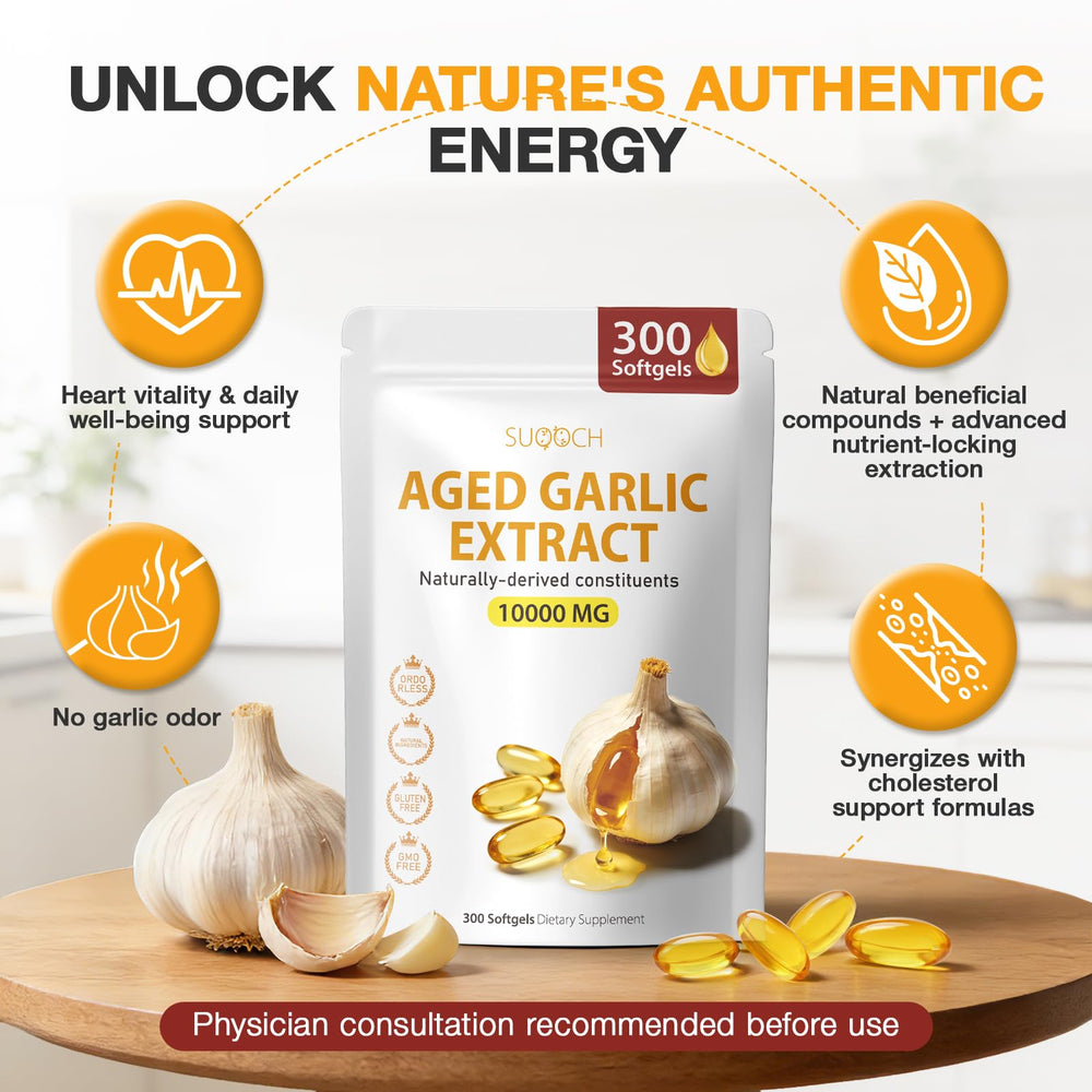 SUOOCH Aged Garlic Extract ingredients quality image highlights premium bulbs