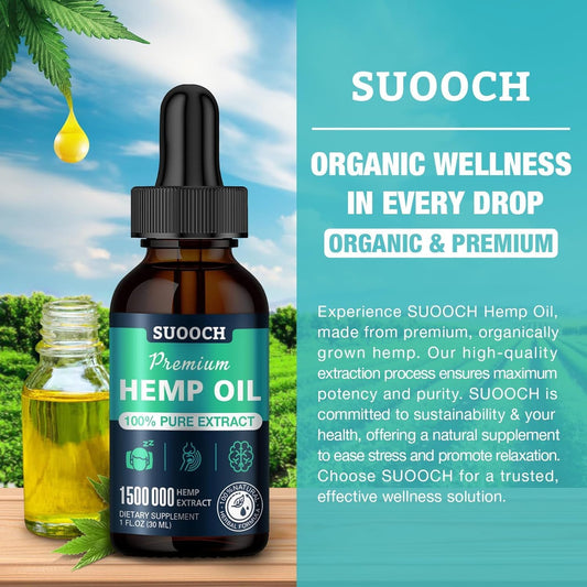 SUOOCH hemp oil drops five-pack showcases convenient daily-use packaging.