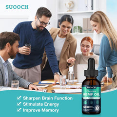 SUOOCH hemp oil drops pouring view demonstrating easy integration into routines.