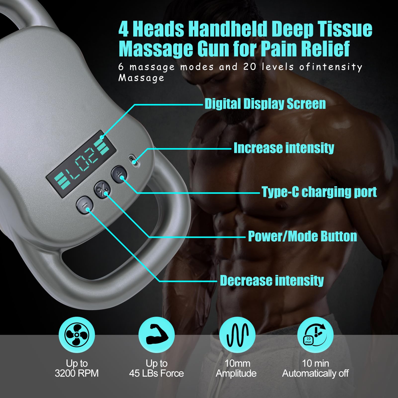 SUPBAND massage gun shoulder relief with targeted heads for knots